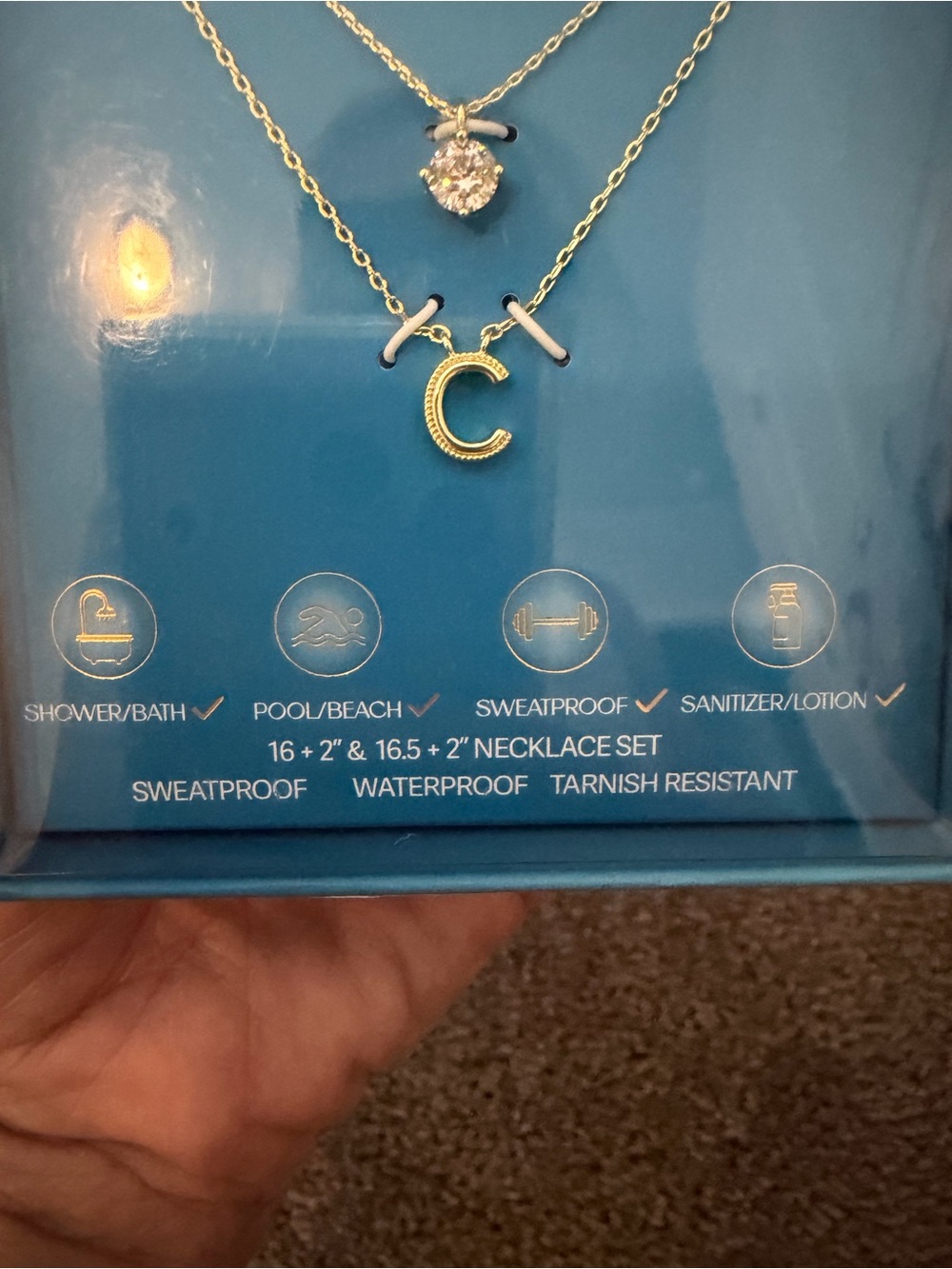 Aquabella Tarnish Free Waterproof Initial 'C' Layered Necklace Set - Picture 11 of 12
